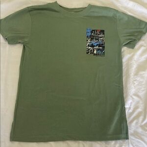 Green Short Sleeve Tee with Graphic Design